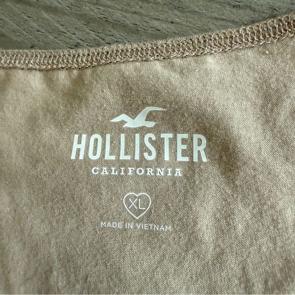 Hollister V Neck Crop Top Taupe Tan XL Cotton Minimalist - Picture 4 of 10